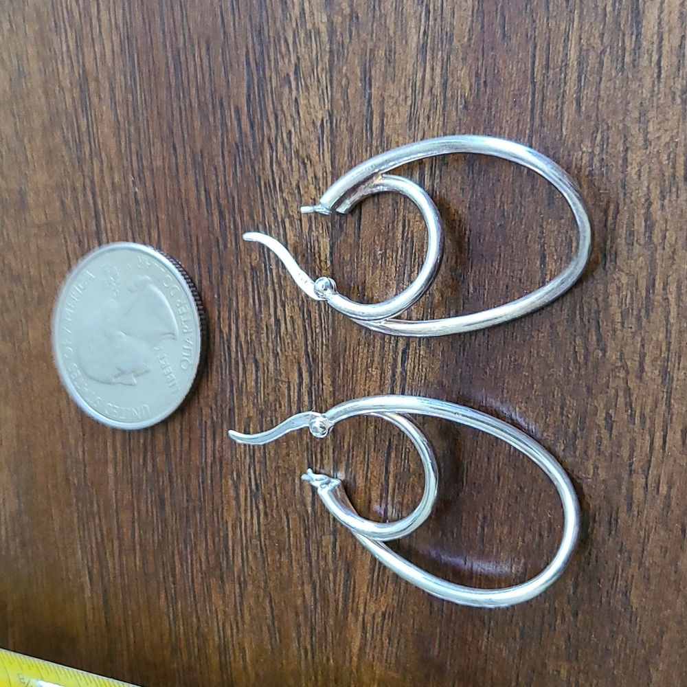 Silver doublehoop earrings